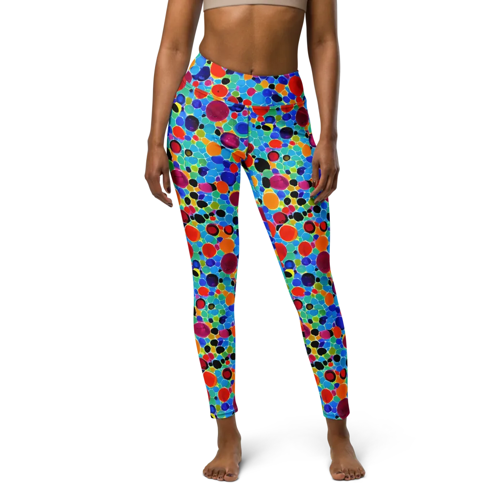 Prismatic Pebbles on Yoga Leggings — Front