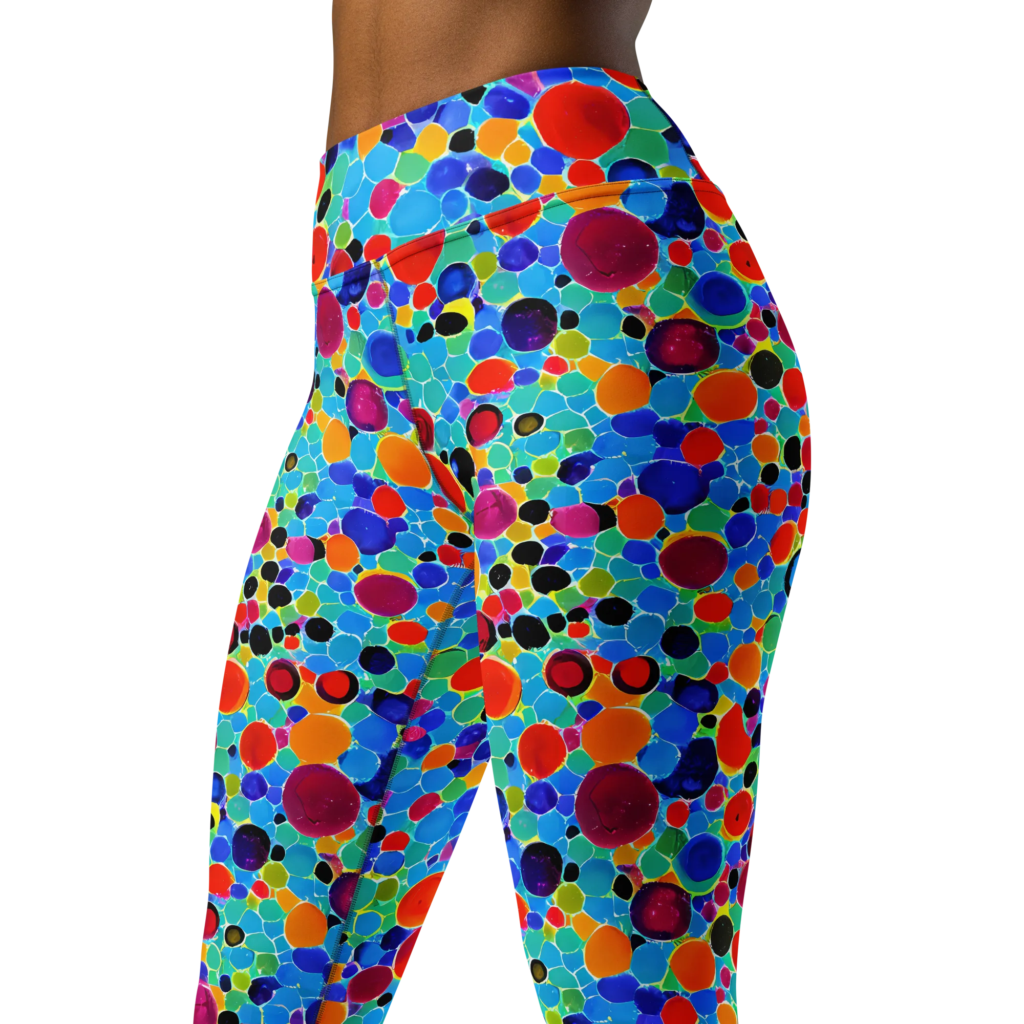 Prismatic Pebbles on Yoga Leggings — Left Front