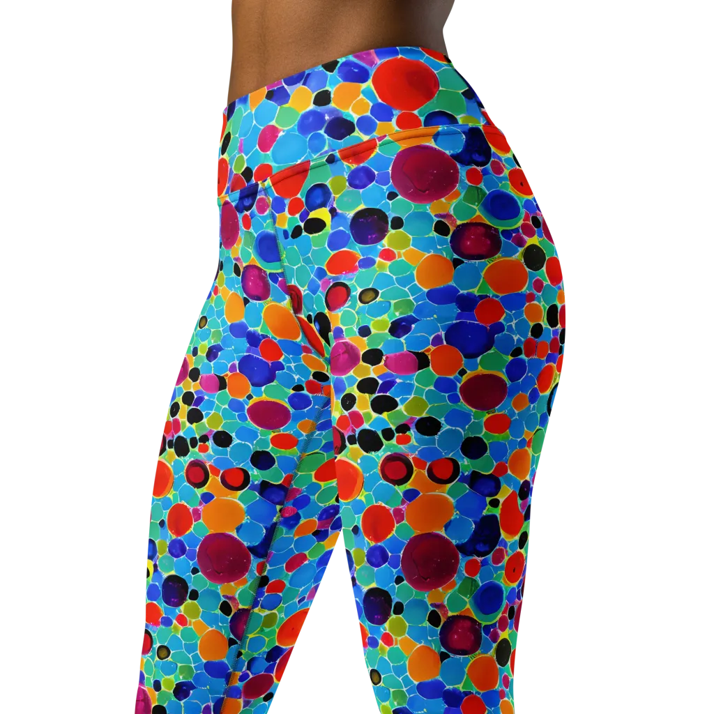 Prismatic Pebbles on Yoga Leggings — Left Front