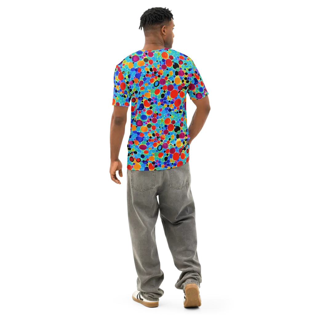 Prismatic Pebbles on Men's Cotton Crew Neck T-Shirt — Back