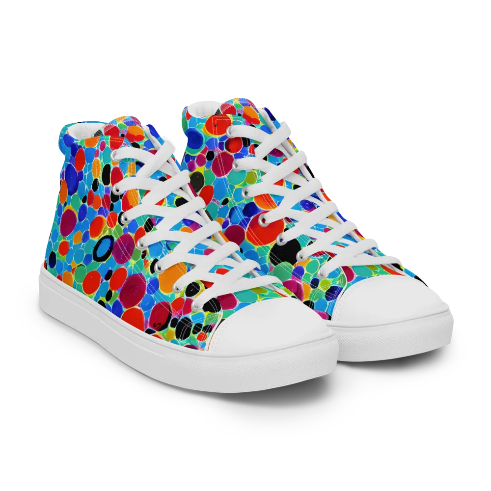 Prismatic Pebbles on Men's High Top Canvas Shoes — Right Front