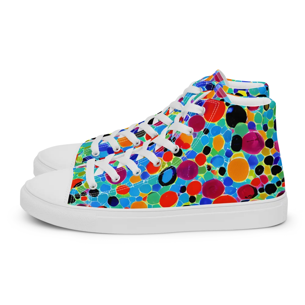 Prismatic Pebbles on Men's High Top Canvas Shoes — Left