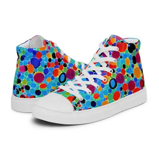 Prismatic Pebbles on a Men's High Top Canvas Shoes