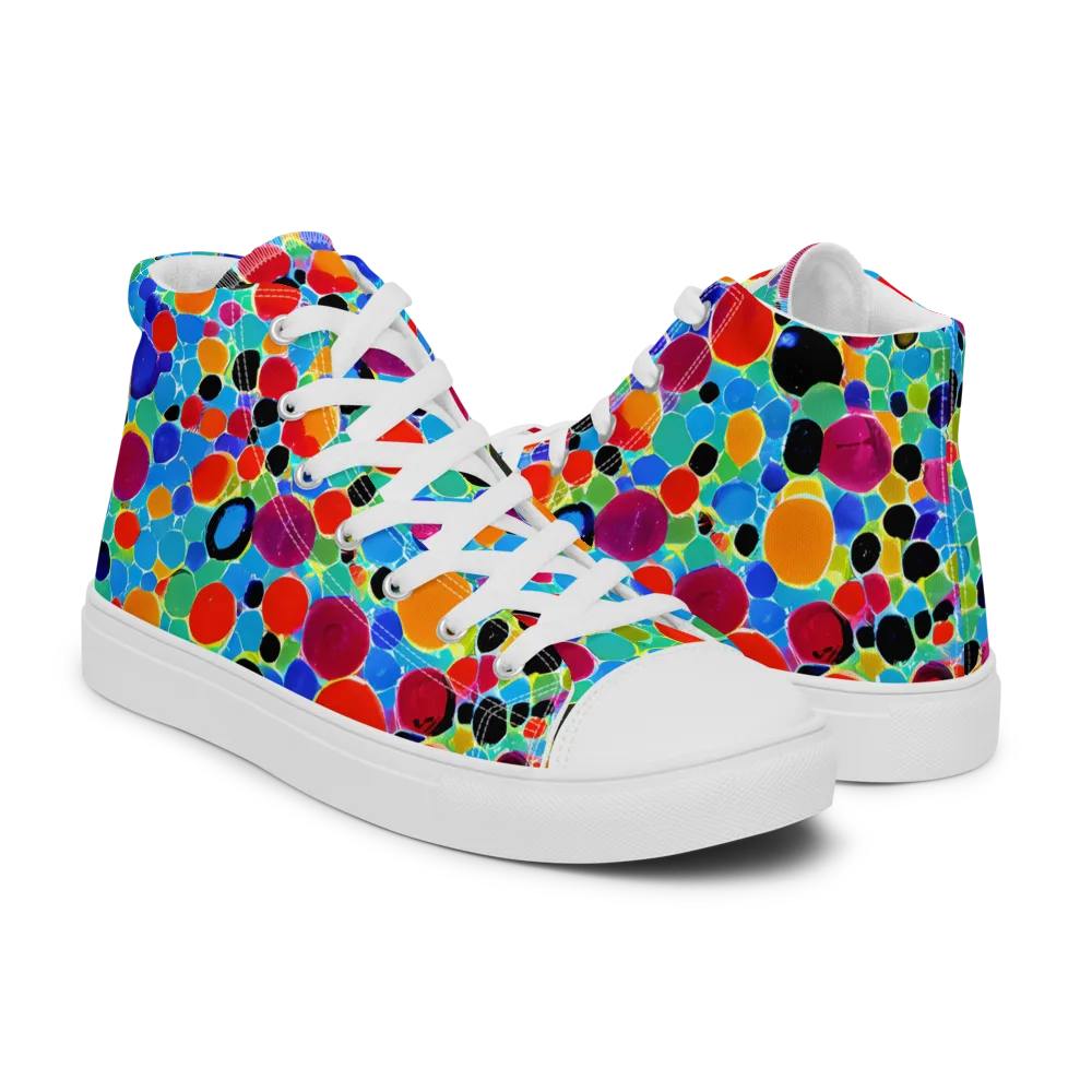 Prismatic Pebbles on Men's High Top Canvas Shoes — Right