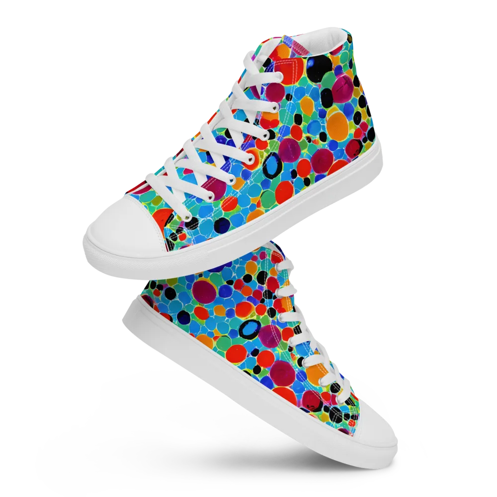 Prismatic Pebbles on Men's High Top Canvas Shoes — Front
