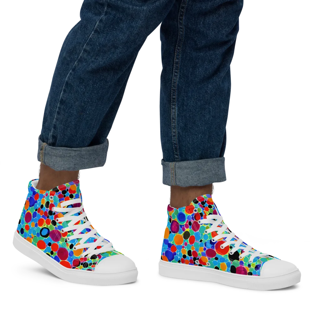 Prismatic Pebbles on Men's High Top Canvas Shoes — Right