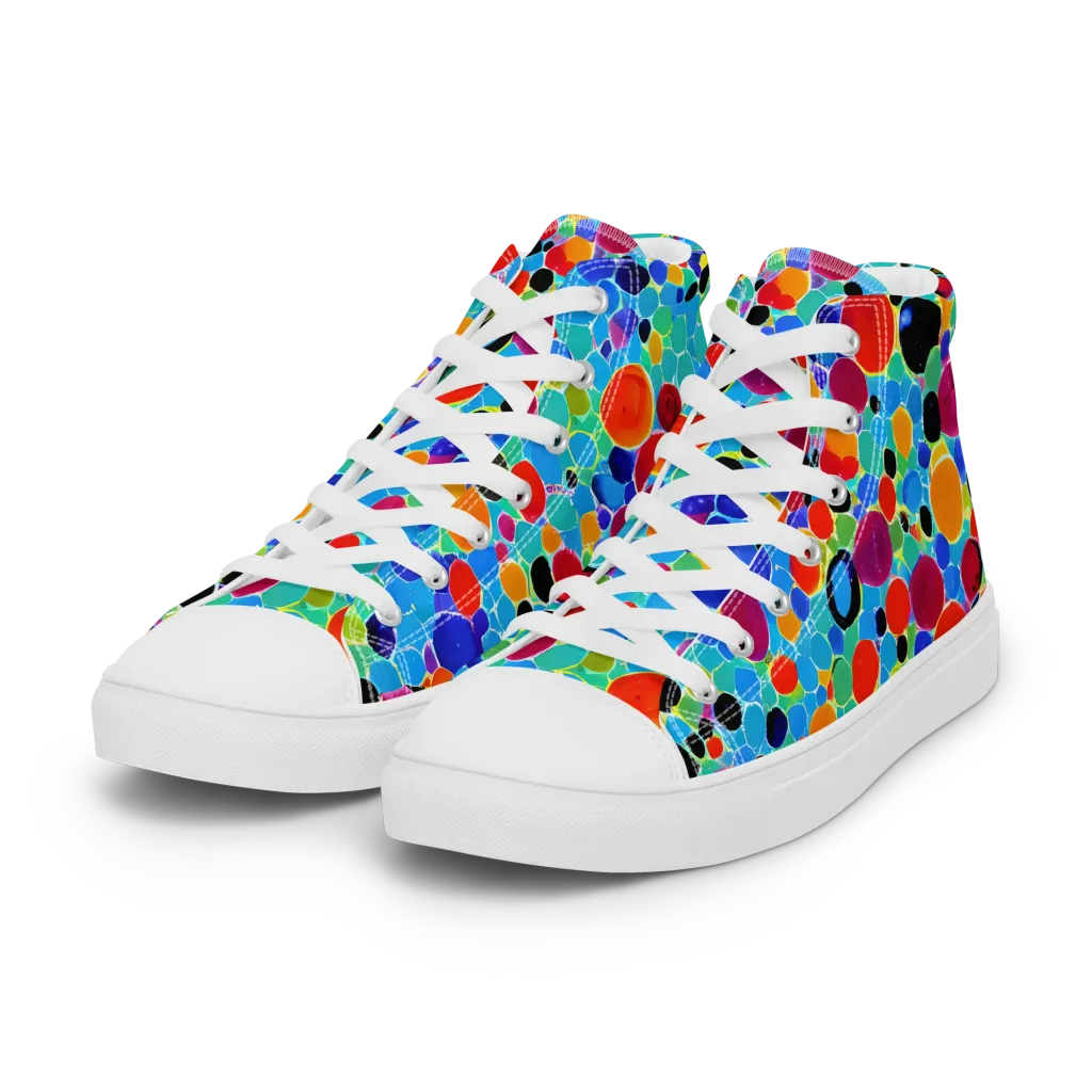 Prismatic Pebbles on Women's High Top Canvas Shoes — Left Front