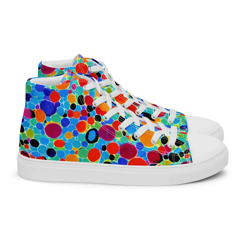 Prismatic Pebbles on Women's High Top Canvas Shoes — Right