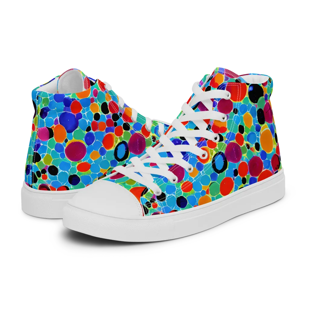 Prismatic Pebbles on Women's High Top Canvas Shoes — Left
