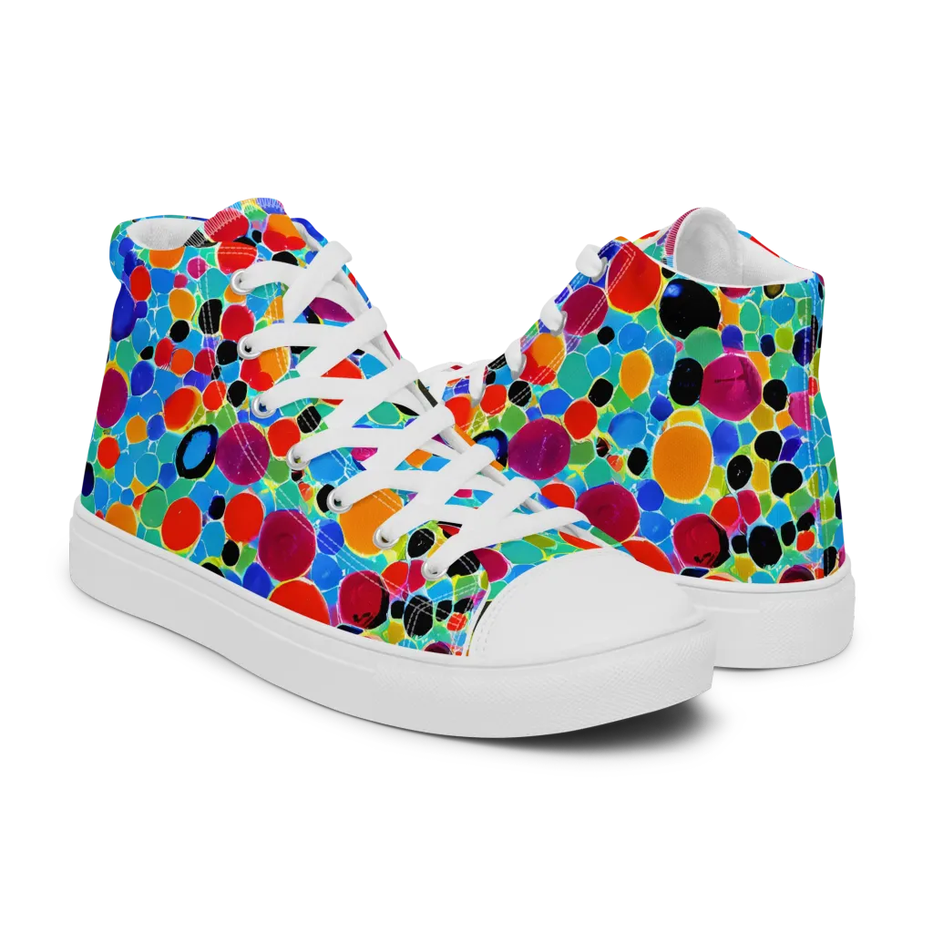 Prismatic Pebbles on Women's High Top Canvas Shoes — Right