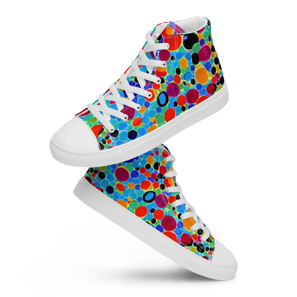 Prismatic Pebbles on Women's High Top Canvas Shoes — Front