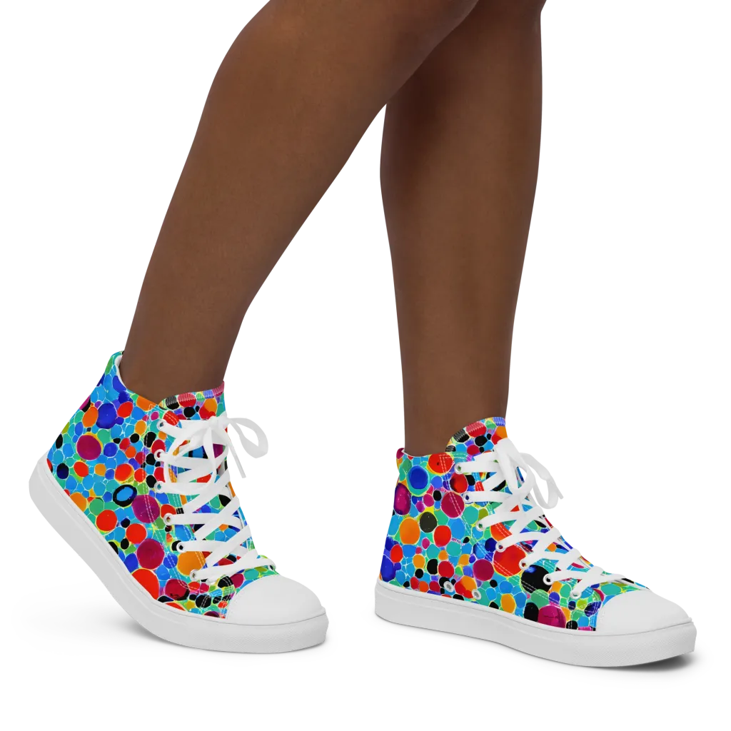 Prismatic Pebbles on Women's High Top Canvas Shoes — Right