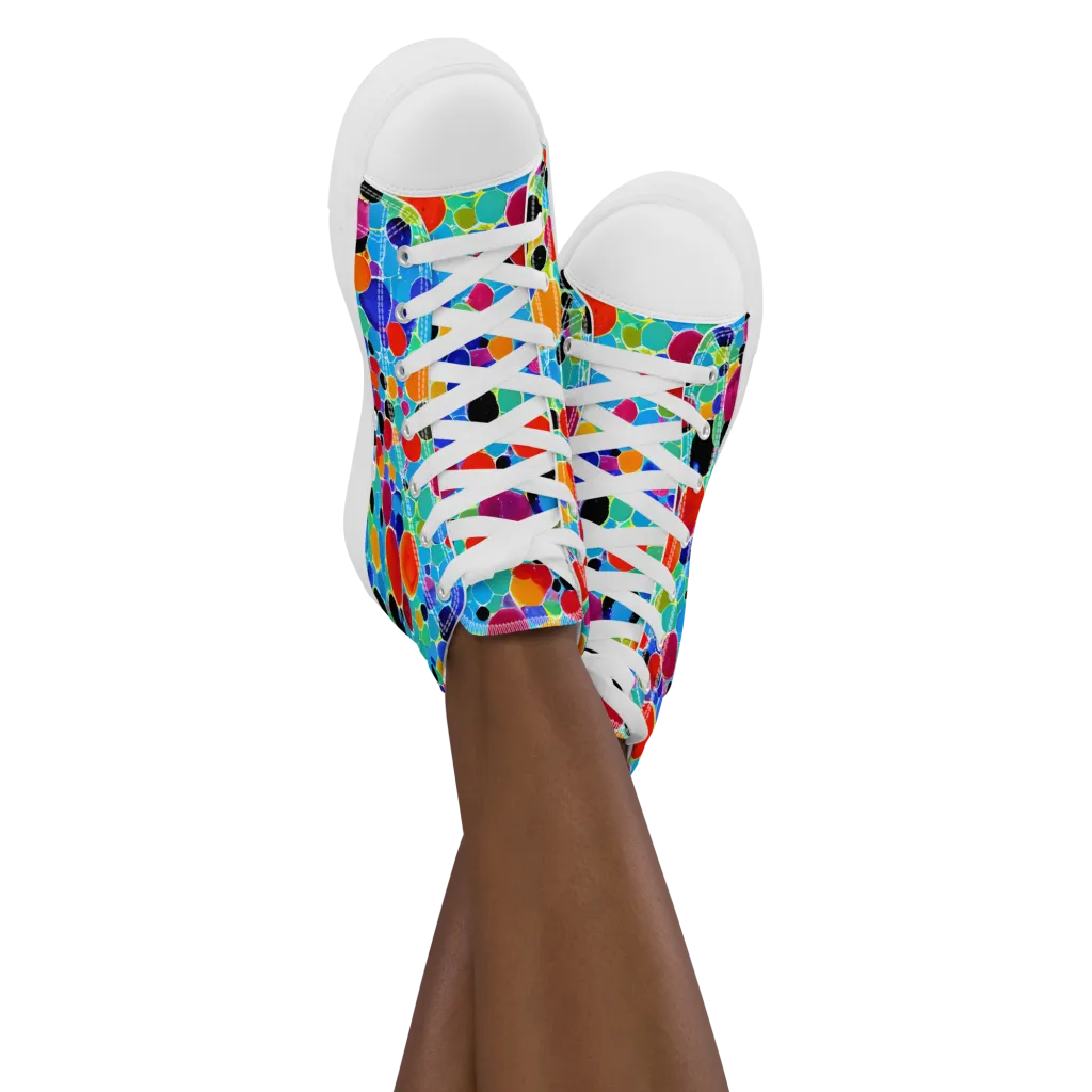Prismatic Pebbles on Women's High Top Canvas Shoes — Front