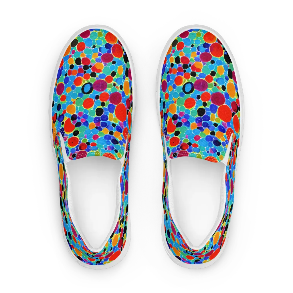 Prismatic Pebbles on Men's Slip-On Canvas Shoes — Front