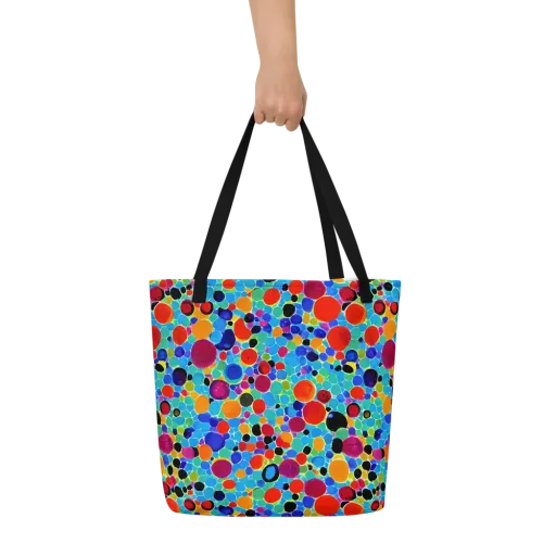 Prismatic Pebbles on a Large Tote Bag W/ Pocket