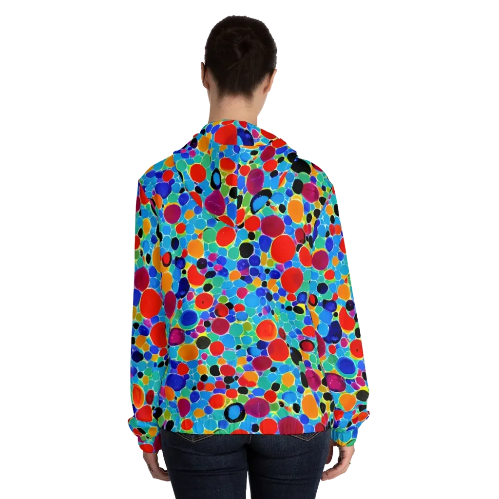 Prismatic Pebbles on Women's Full-Zip Hoodie — Back On Person
