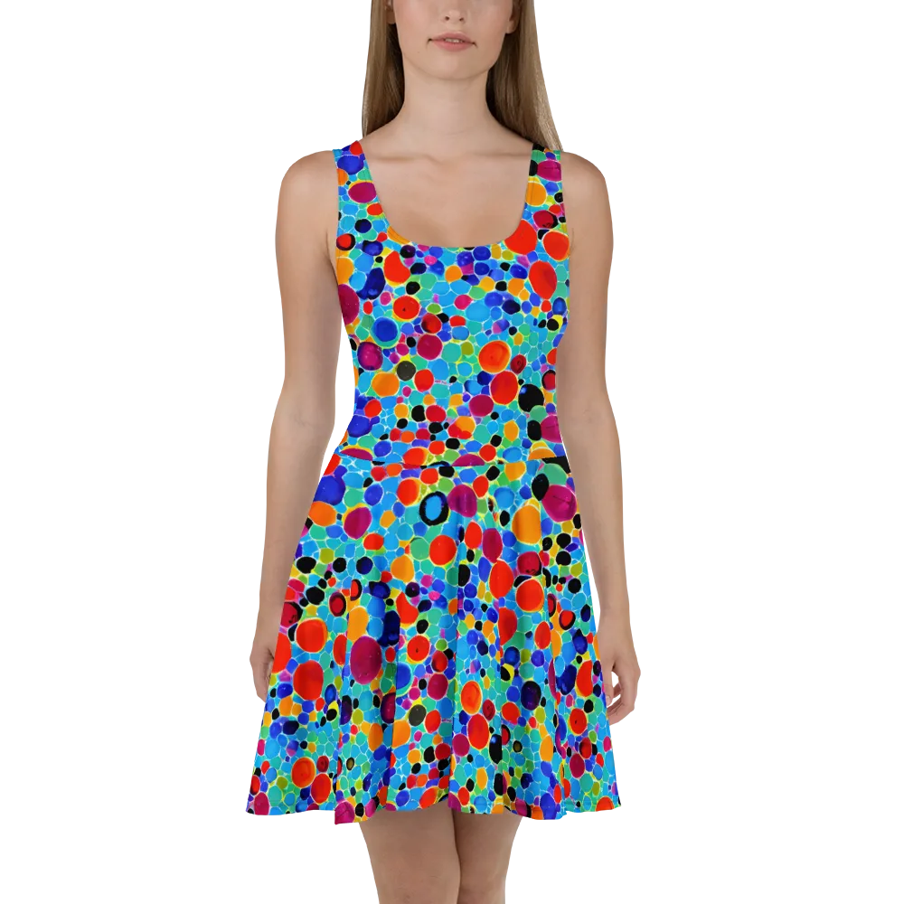 Prismatic Pebbles on Skater Dress — Front
