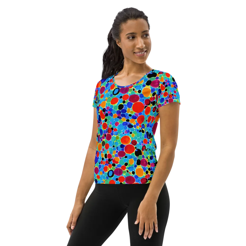Prismatic Pebbles on Women's Athletic T-Shirt — Left