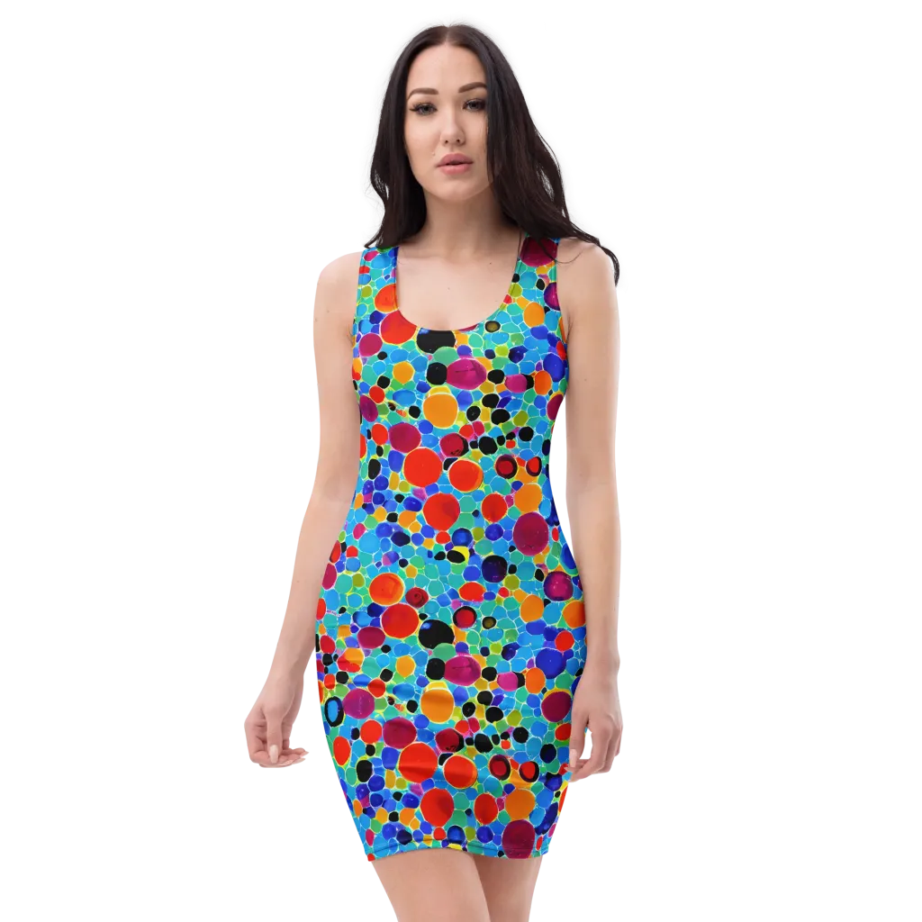 Prismatic Pebbles on Bodycon Dress — Front