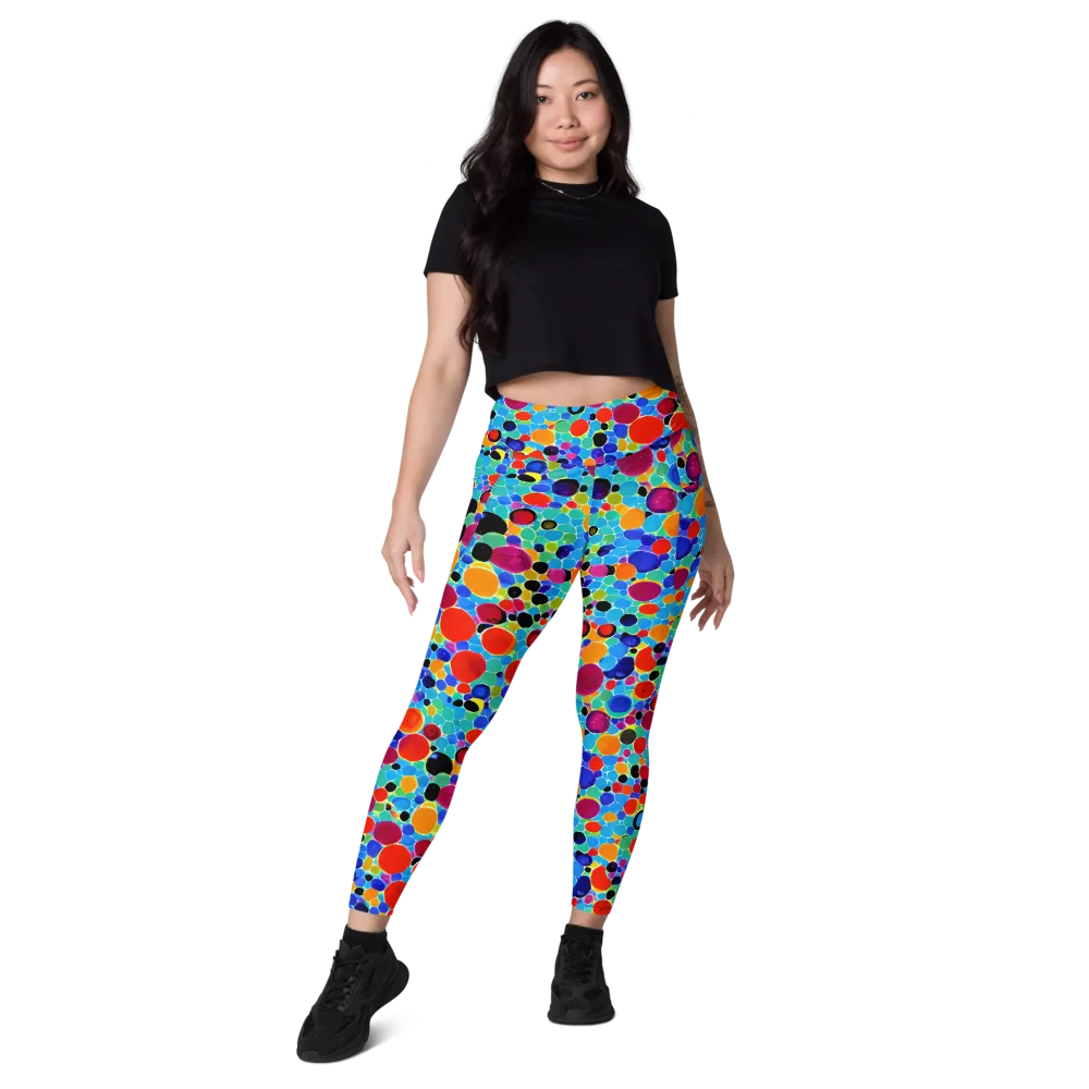 Prismatic Pebbles on Leggings with Pockets — Front