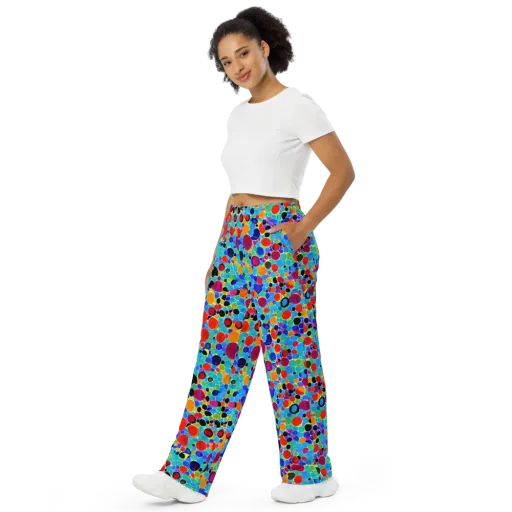 Prismatic Pebbles on a Wide-Leg Pants