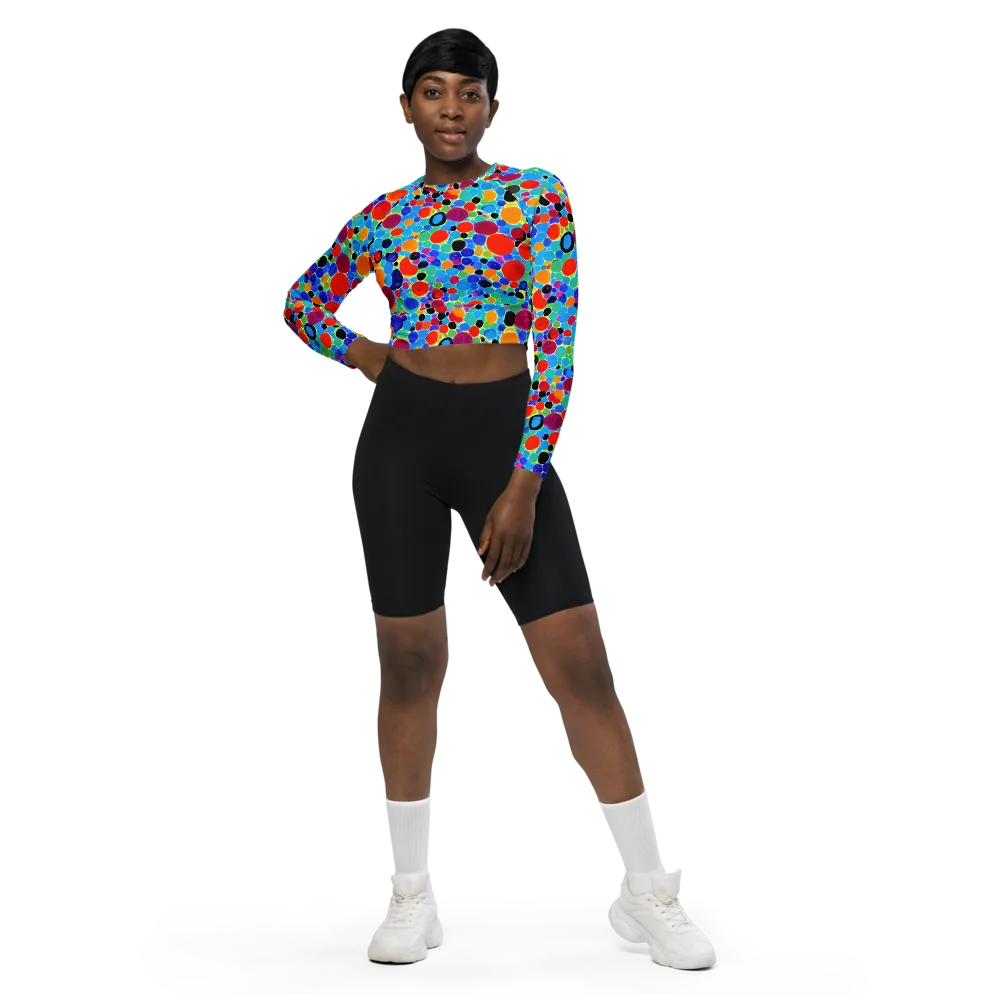 Prismatic Pebbles on Long Sleeve Crop Top — Front
