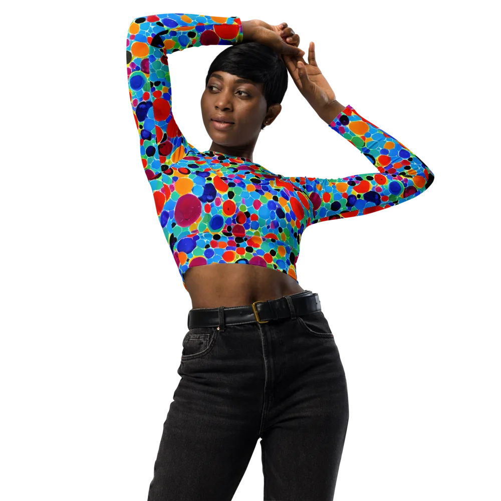 Prismatic Pebbles on Long Sleeve Crop Top — Front