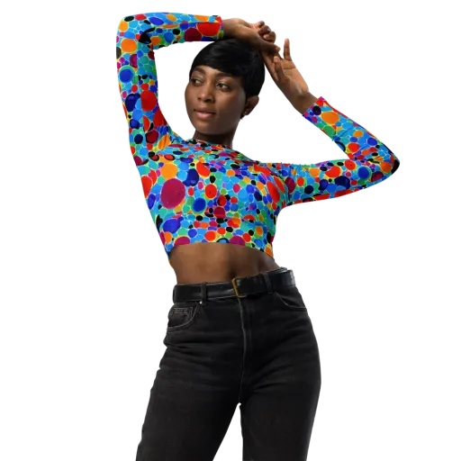 Prismatic Pebbles on a Long Sleeve Crop Top
