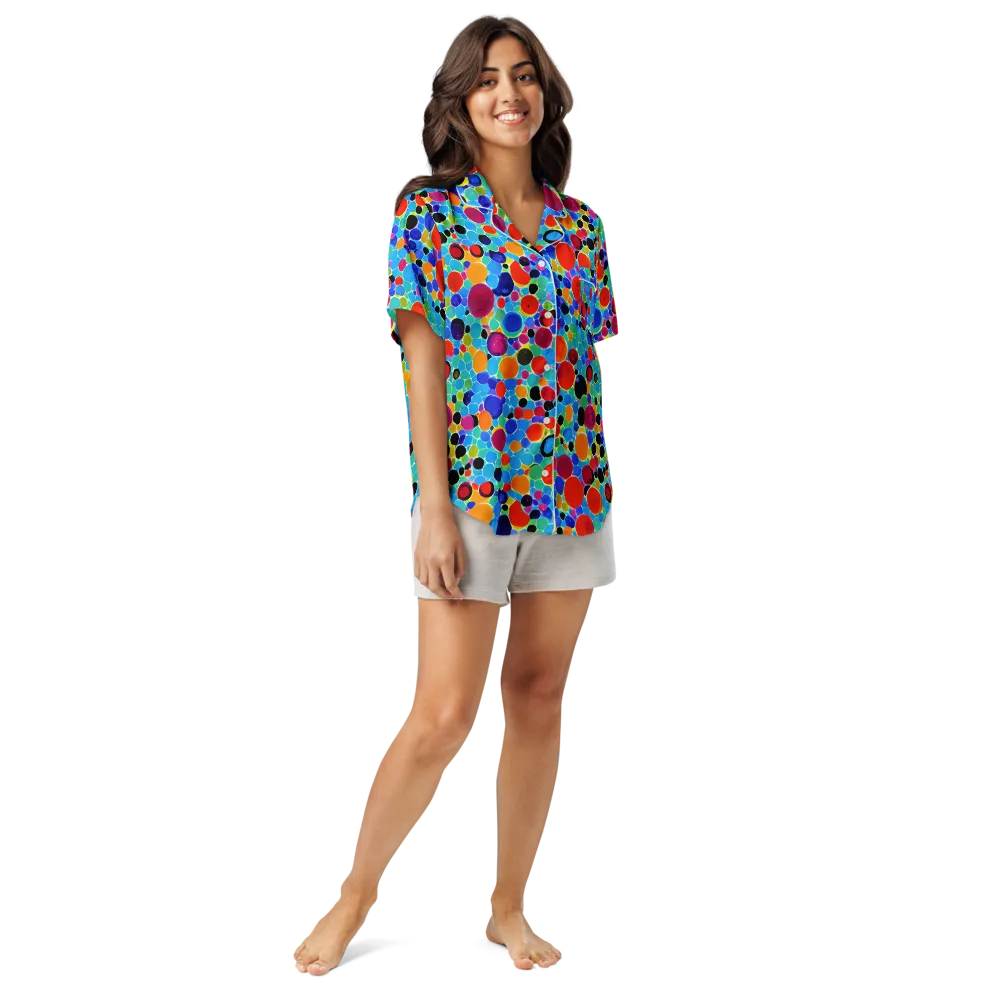 Prismatic Pebbles on Women's Short Sleeve Pajama Top — Front