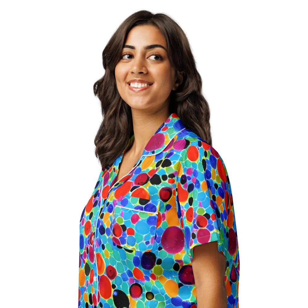 Prismatic Pebbles on Women's Short Sleeve Pajama Top — Left Front