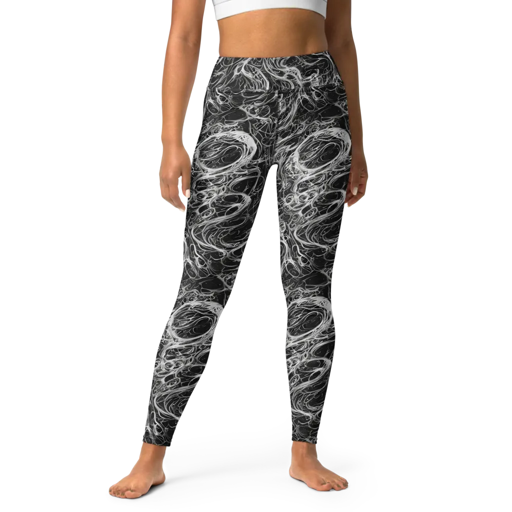 Obsidian Tide on Yoga Leggings — Front