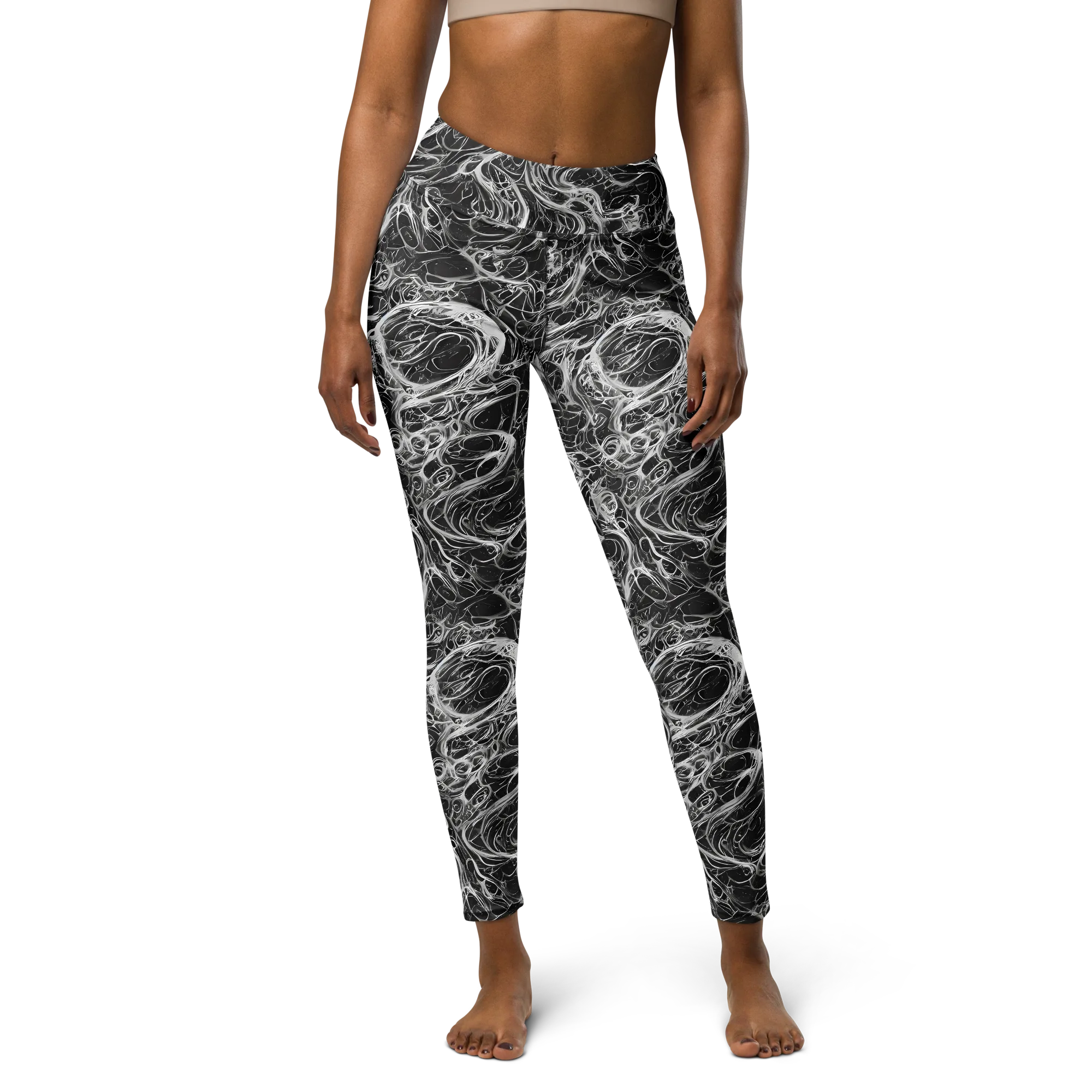 Obsidian Tide on Yoga Leggings — Front