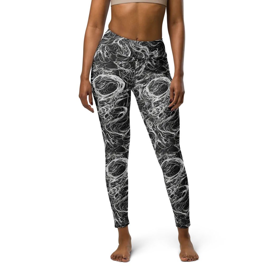Obsidian Tide on Yoga Leggings — Front