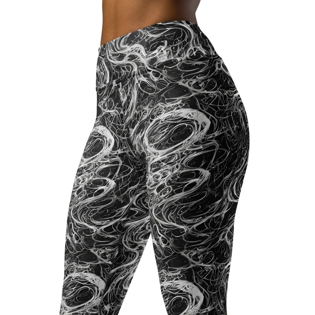 Obsidian Tide on Yoga Leggings — Left Front