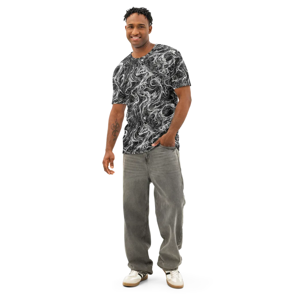 Obsidian Tide on Men's Cotton Crew Neck T-Shirt — Front