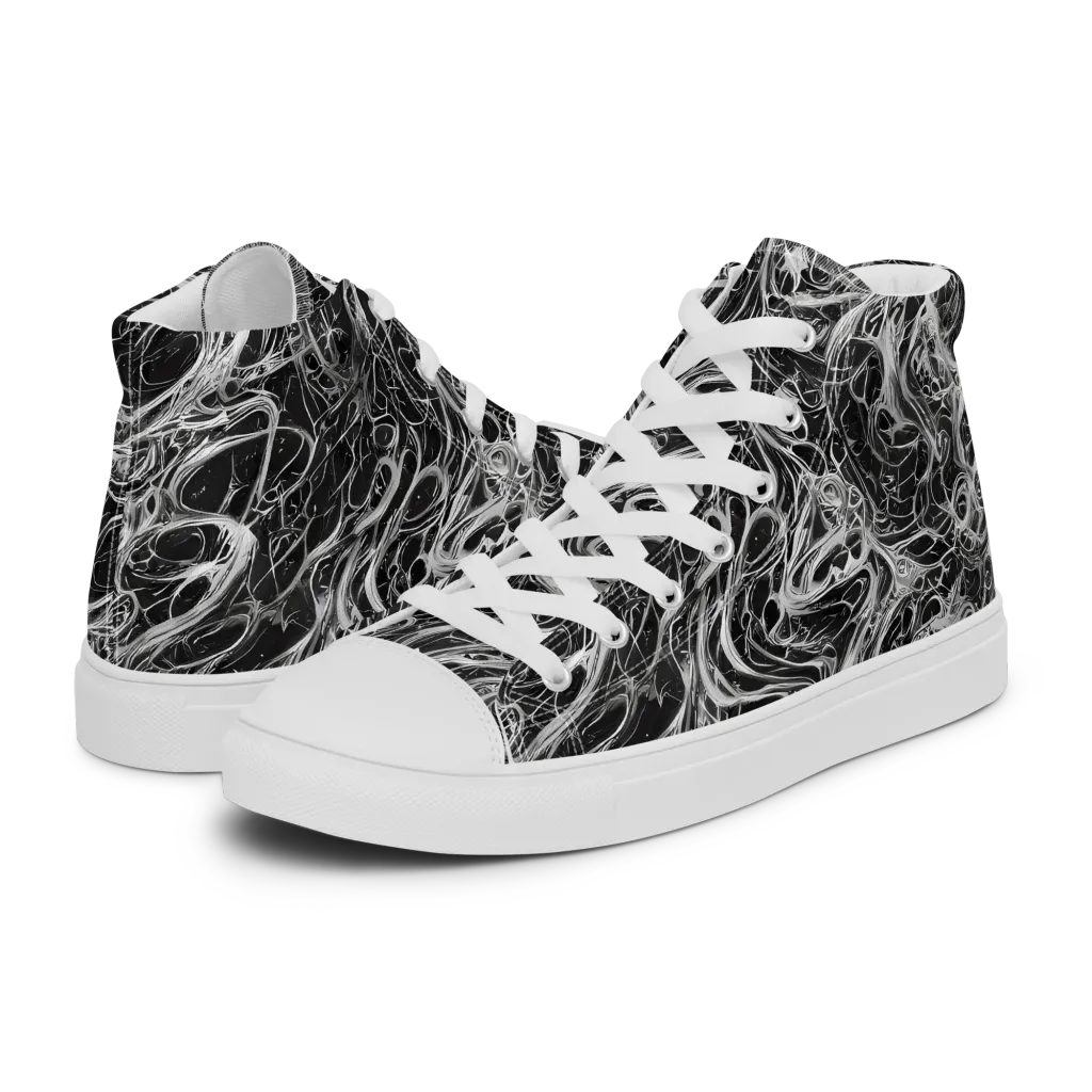Obsidian Tide on Men's High Top Canvas Shoes — Left