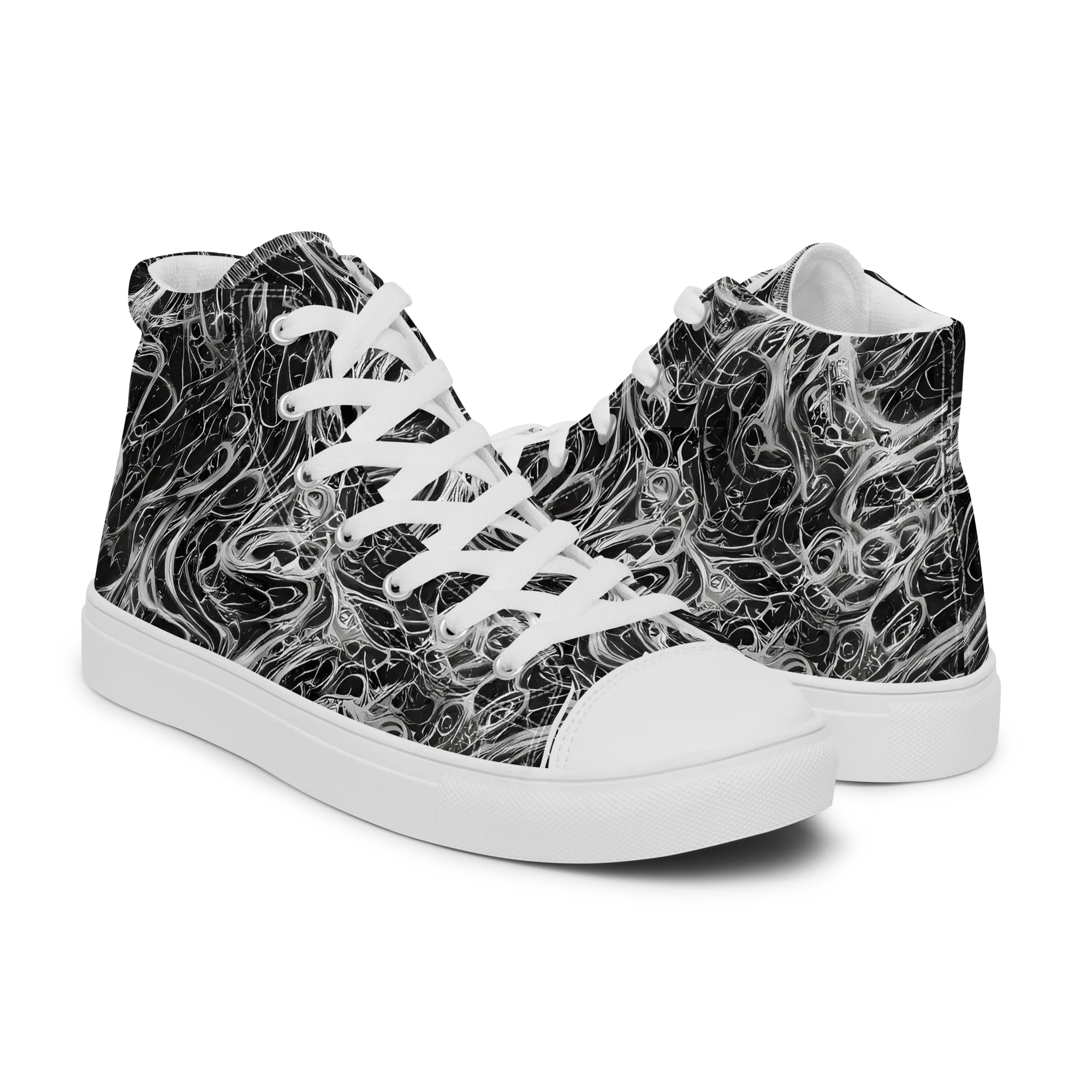 Obsidian Tide on Men's High Top Canvas Shoes — Right