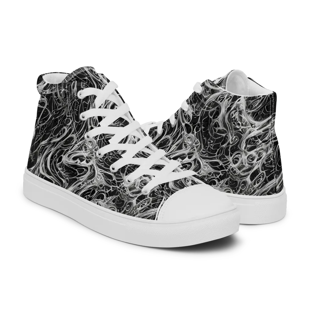 Obsidian Tide on Men's High Top Canvas Shoes — Right