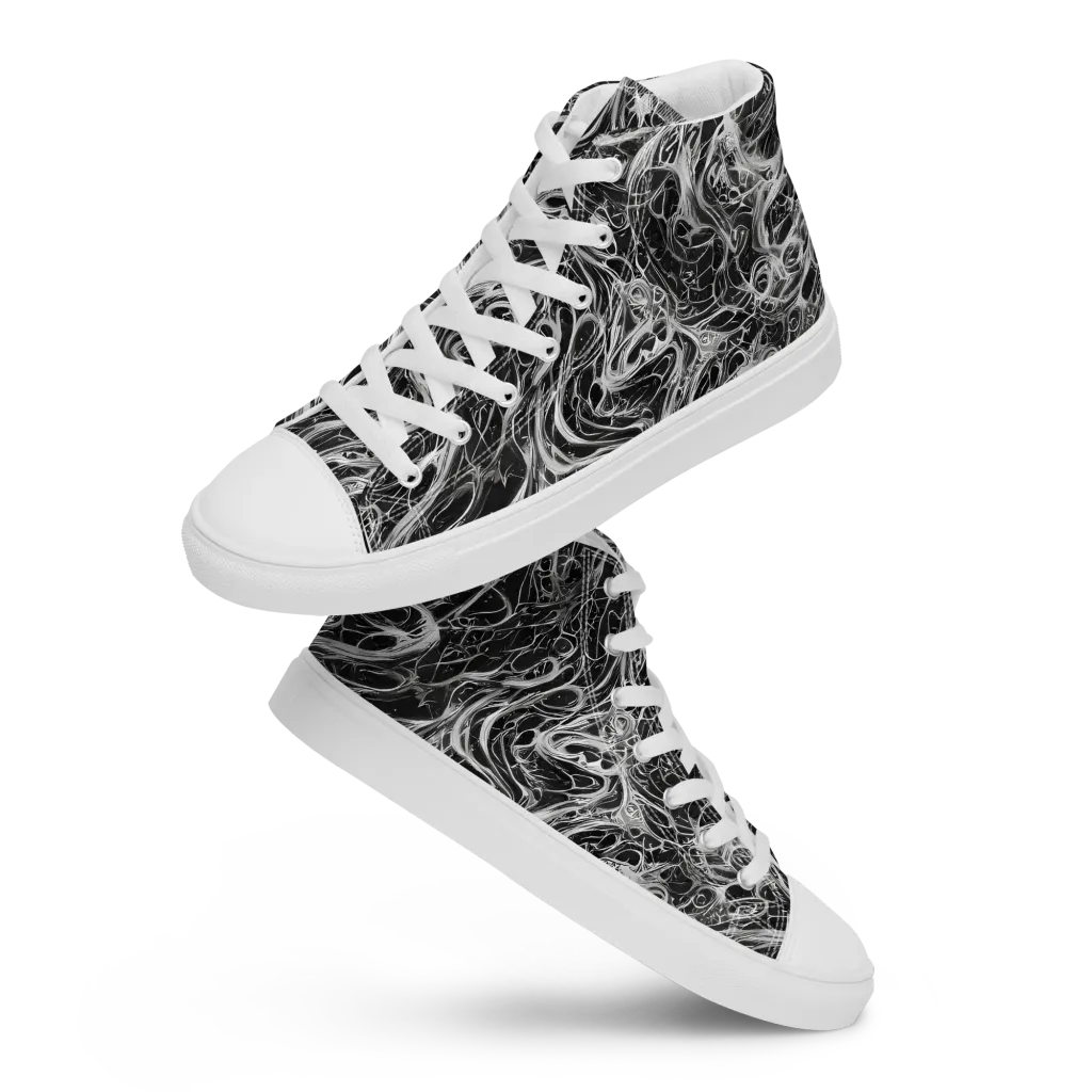 Obsidian Tide on Men's High Top Canvas Shoes — Front