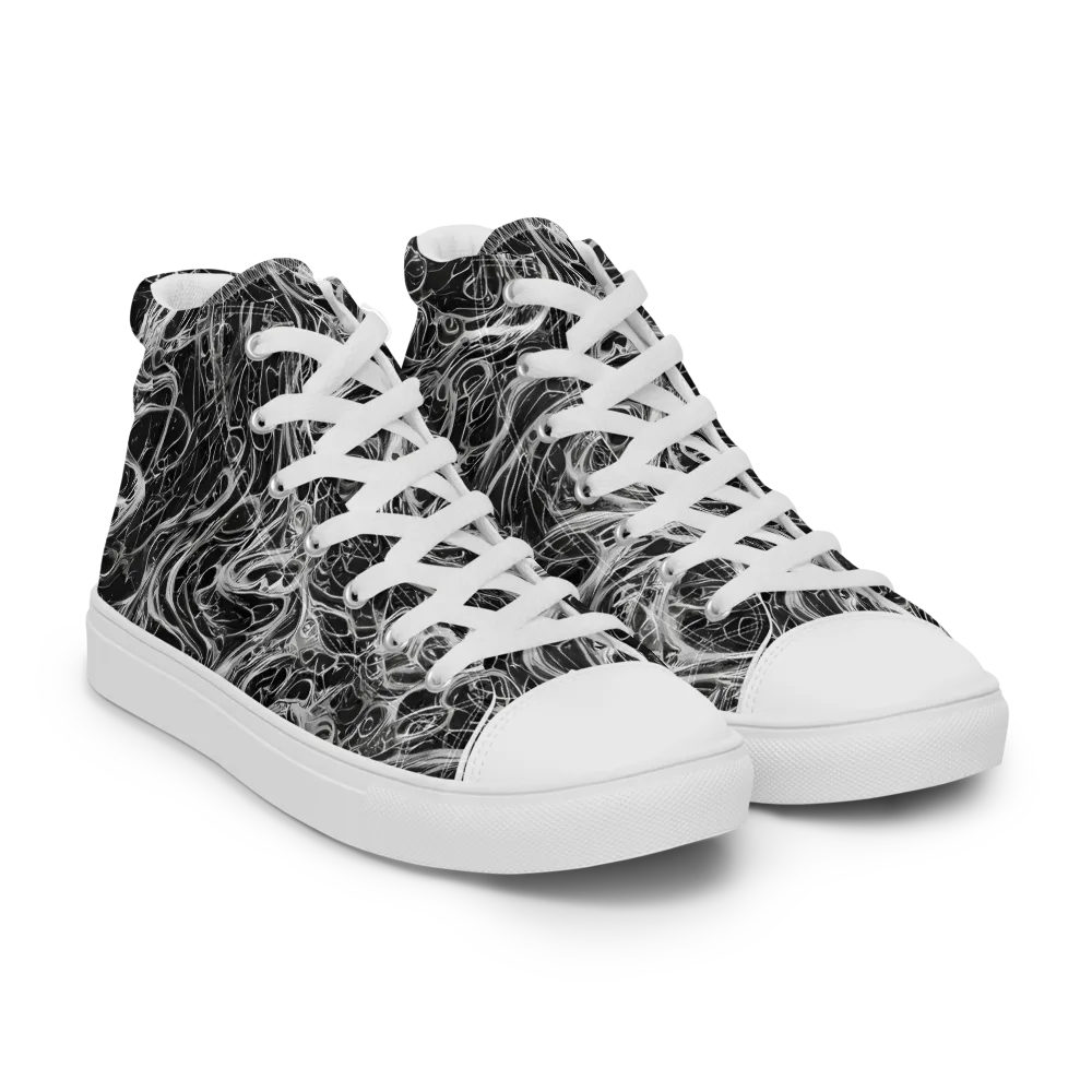 Obsidian Tide on Women's High Top Canvas Shoes — Right Front