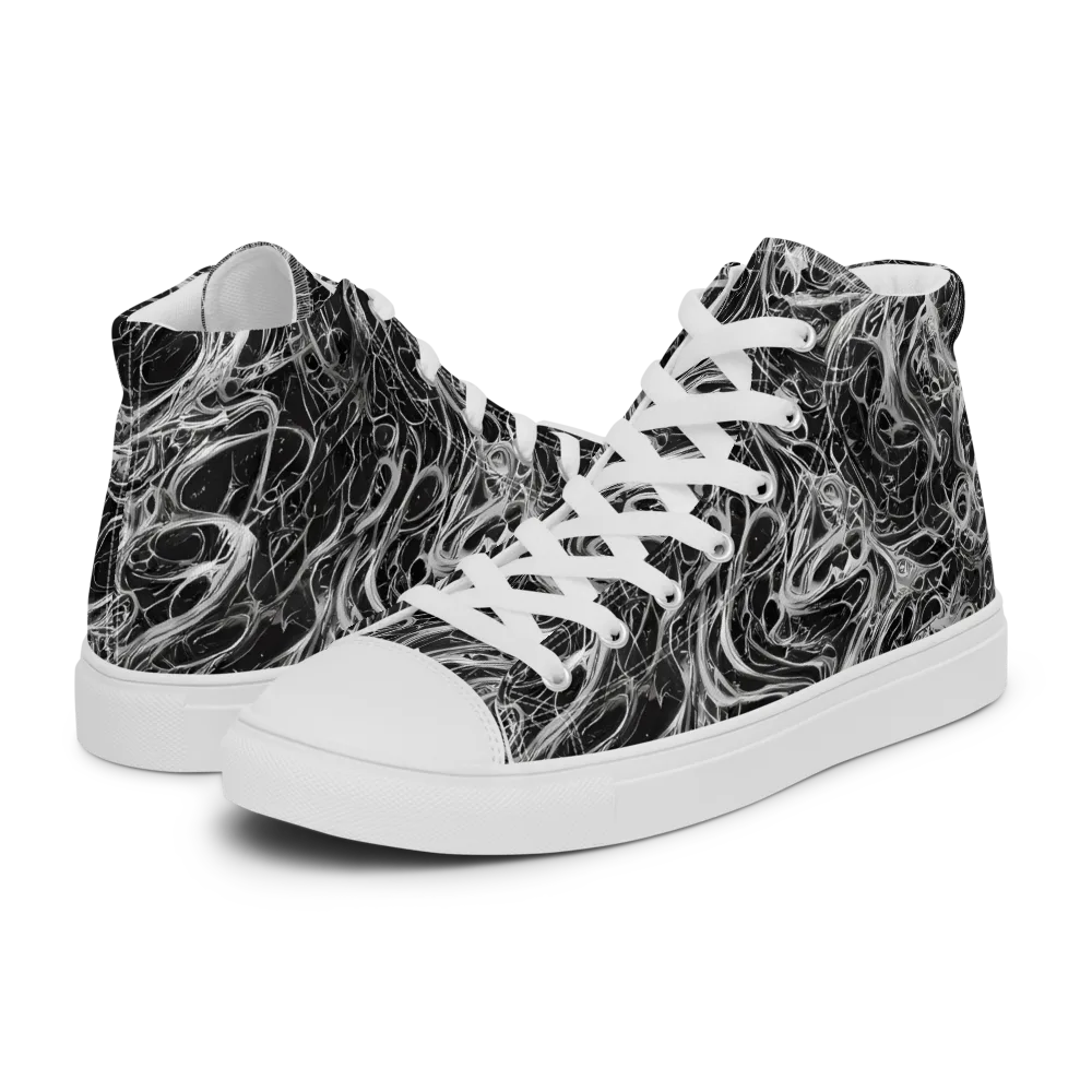 Obsidian Tide on Women's High Top Canvas Shoes — Left
