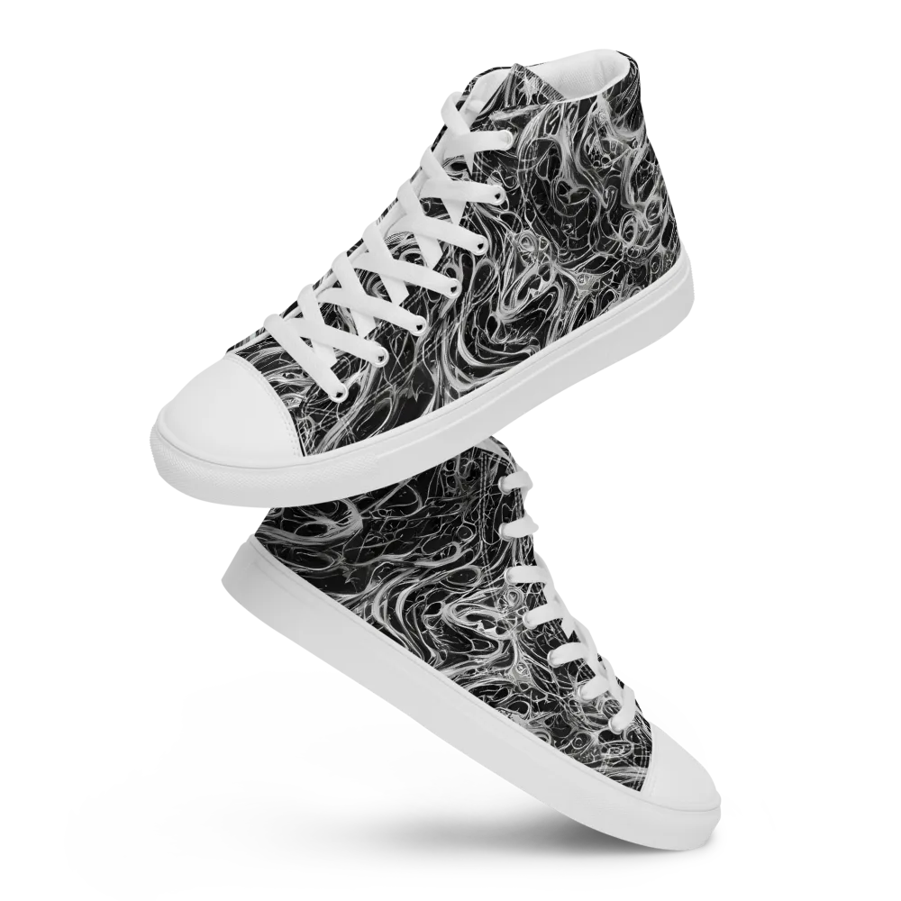 Obsidian Tide on Women's High Top Canvas Shoes — Front