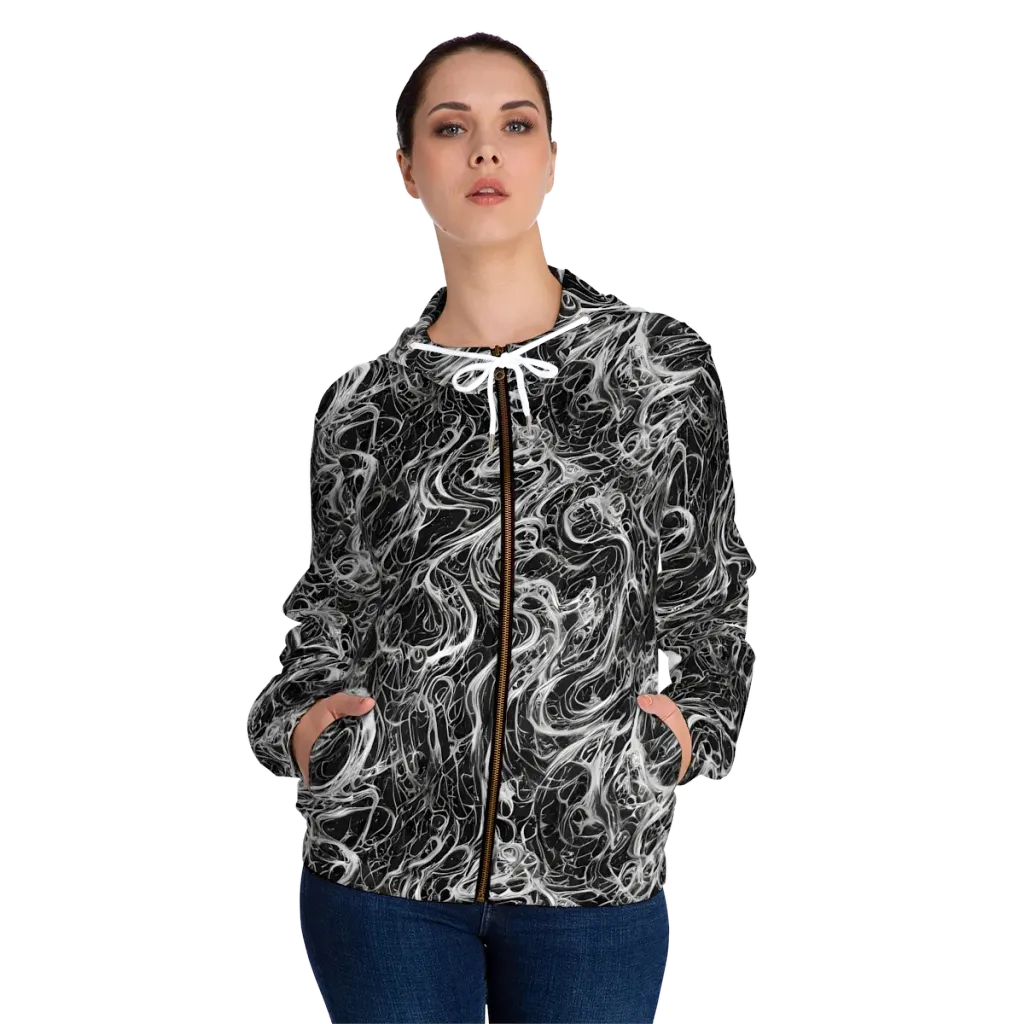 Obsidian Tide on Women's Full-Zip Hoodie — Front On Person