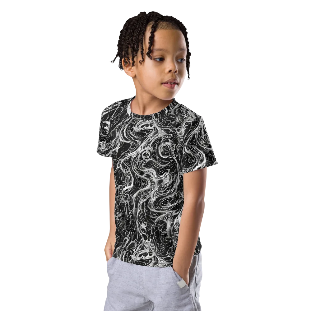 Obsidian Tide on Kids Crew Neck T-Shirt — Left Front