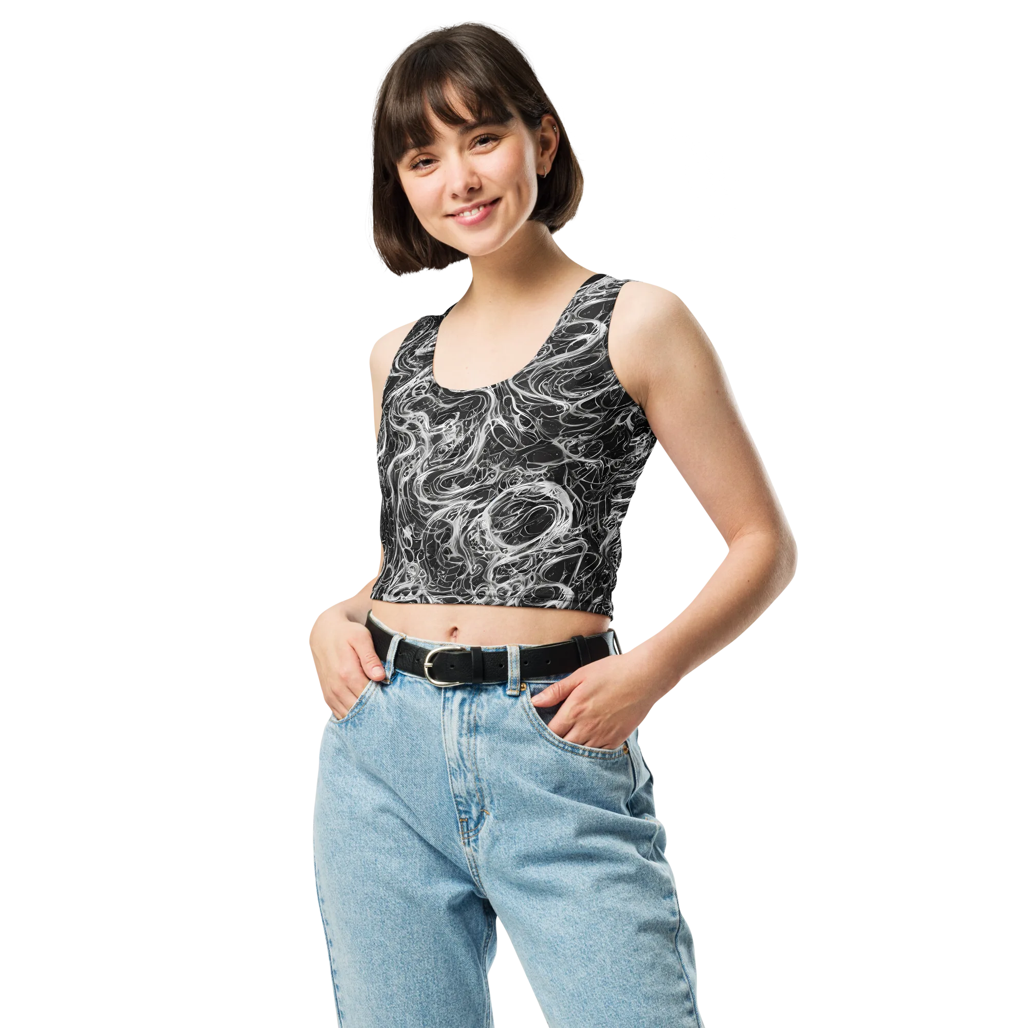 Obsidian Tide on Crop Top — Front