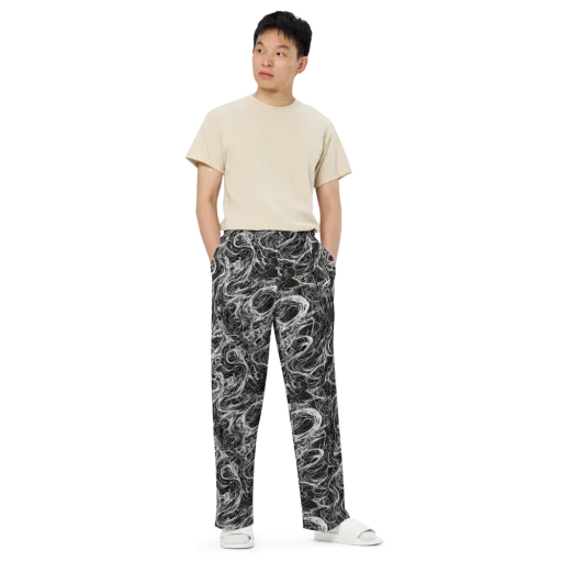 Obsidian Tide on a Wide-Leg Pants