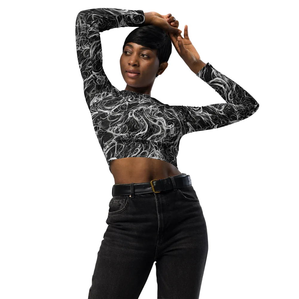 Obsidian Tide on Long Sleeve Crop Top — Front