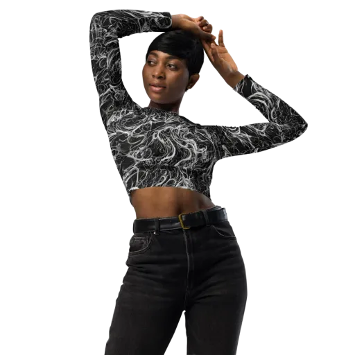 Obsidian Tide on a Long Sleeve Crop Top