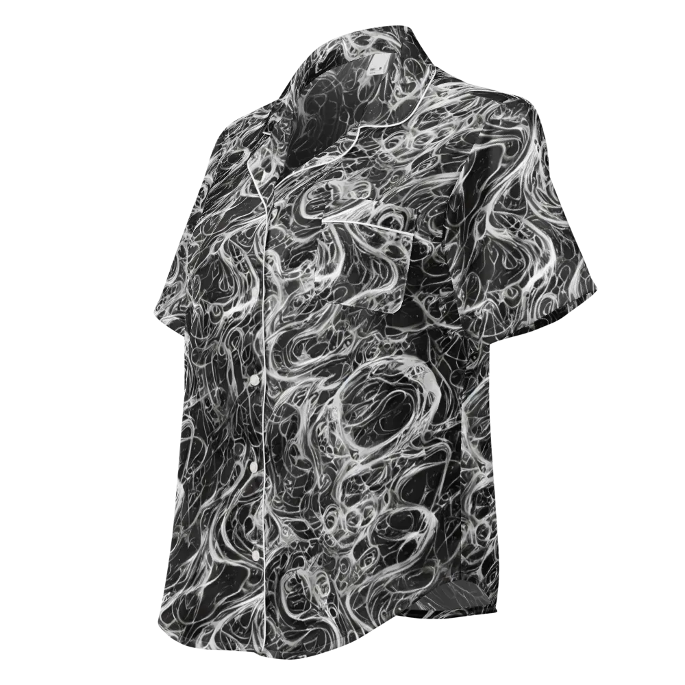 Obsidian Tide on Women's Short Sleeve Pajama Top — Left Front