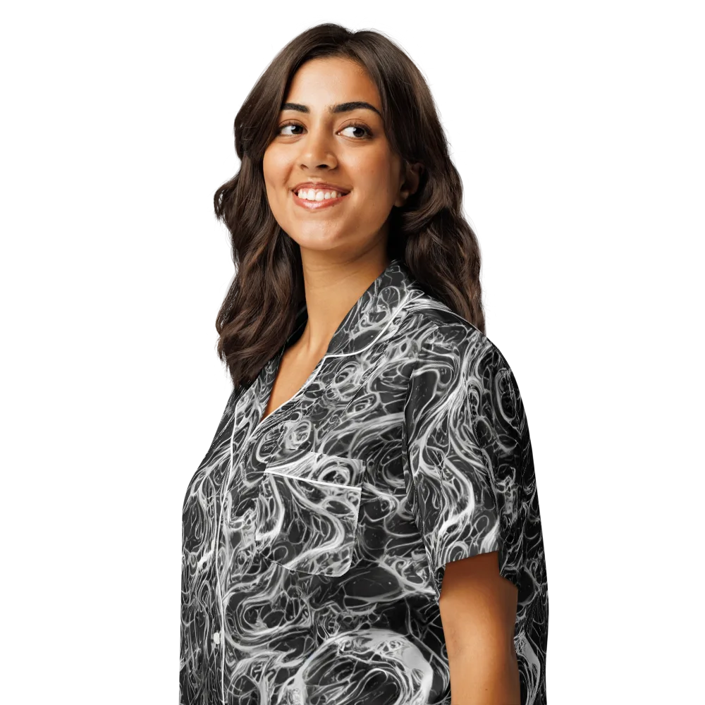 Obsidian Tide on Women's Short Sleeve Pajama Top — Left Front